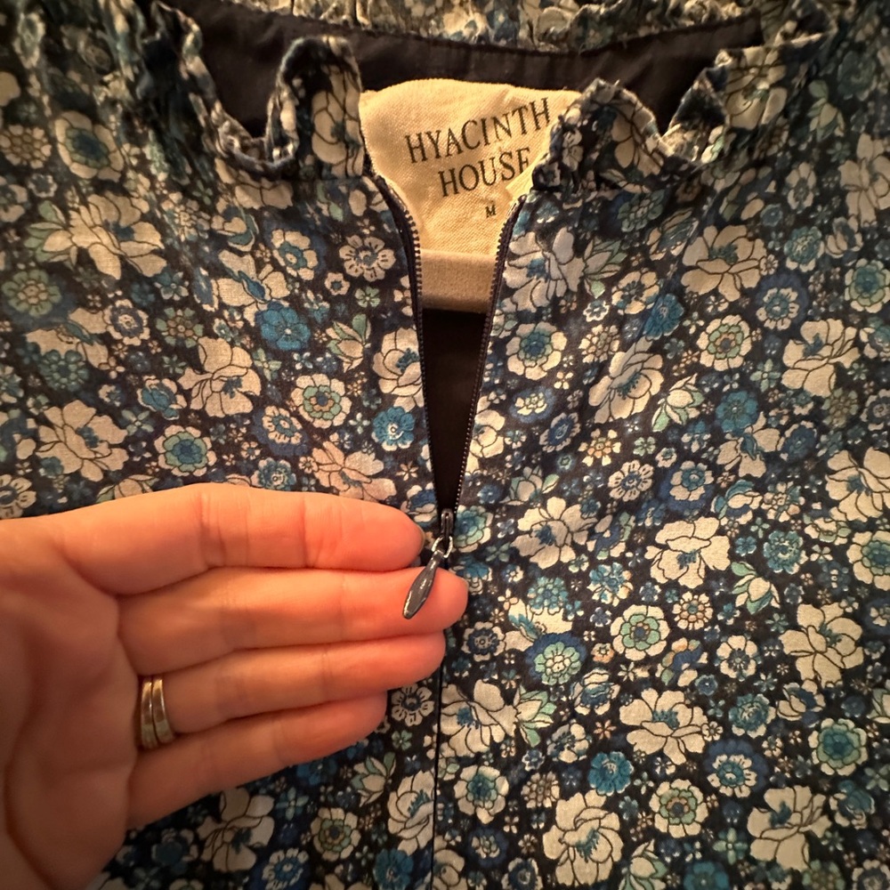 Hyacinth House - Blue Floral Tiered 3/4th Sleeve Dress - Picture 2 of 9